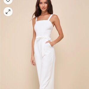 Lucky For Me Ivory Cotton Sleeveless Cropped Jumpsuit / romper